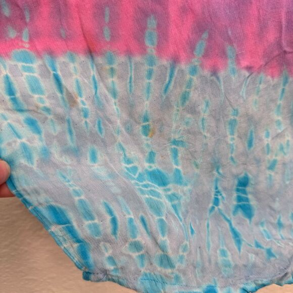 Sacred Threads Dress Women Medium Cold Shoulder Tie Dye Rayon Tunic Coverup Boho - Picture 5 of 11